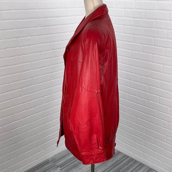 Wilsons Leather Jacket Women Medium Red Relaxed Thinsulate Thermal Retro VTG 90s - Picture 3 of 14